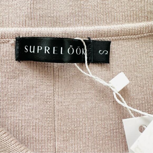 Suprelook Taupe Knit Button Front Long Sleeve Cardigan Sweater Shacket Small NEW - Picture 11 of 13
